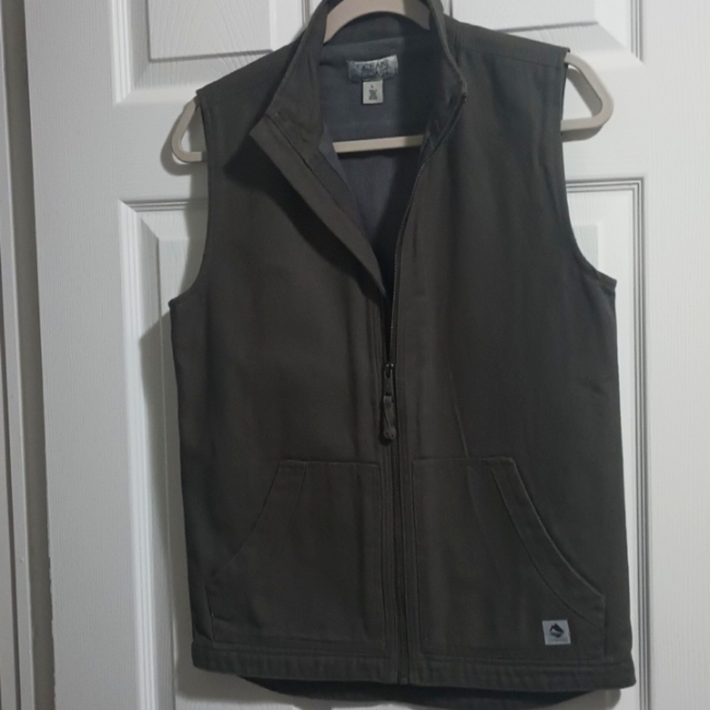 Ocean coast cotton jacket vest, front zipper, lined and pockets. Sz L